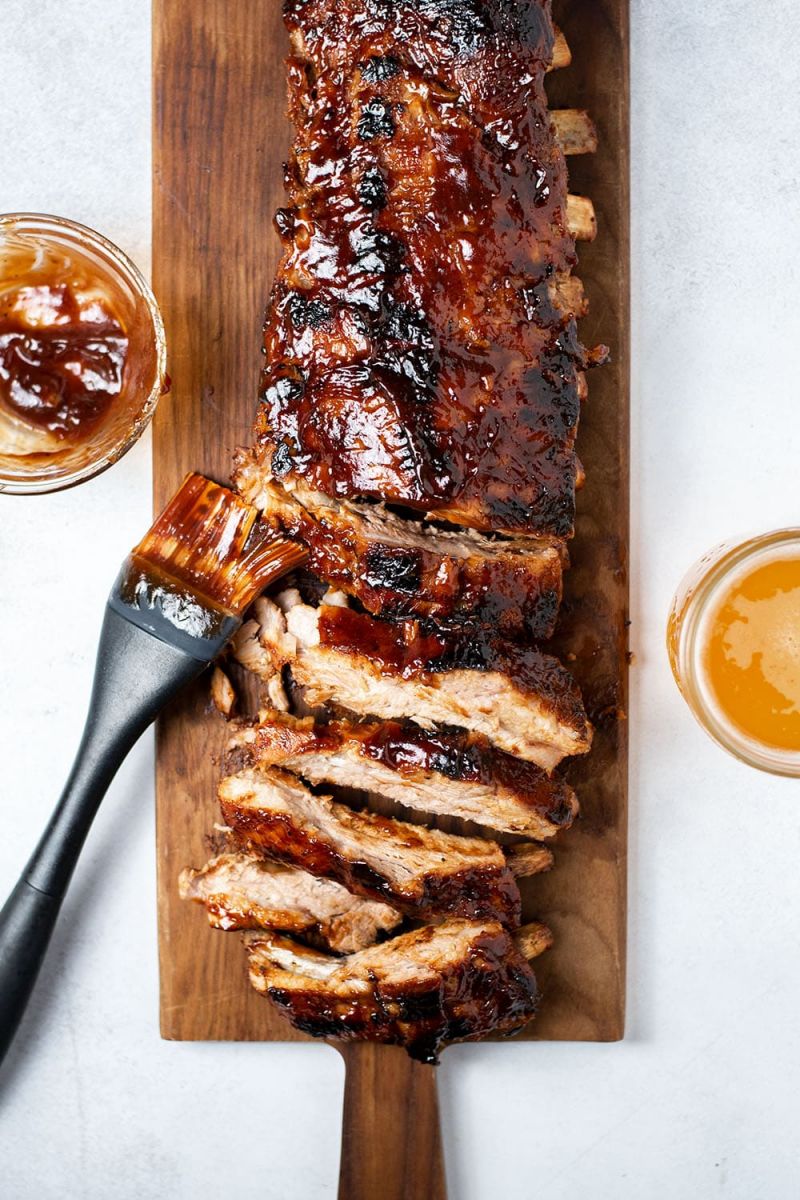 a rack of baby back ribs